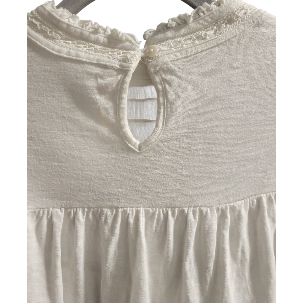 Free People White Lace-Trim Flutter Sleeve Blouse - Picture 6 of 16